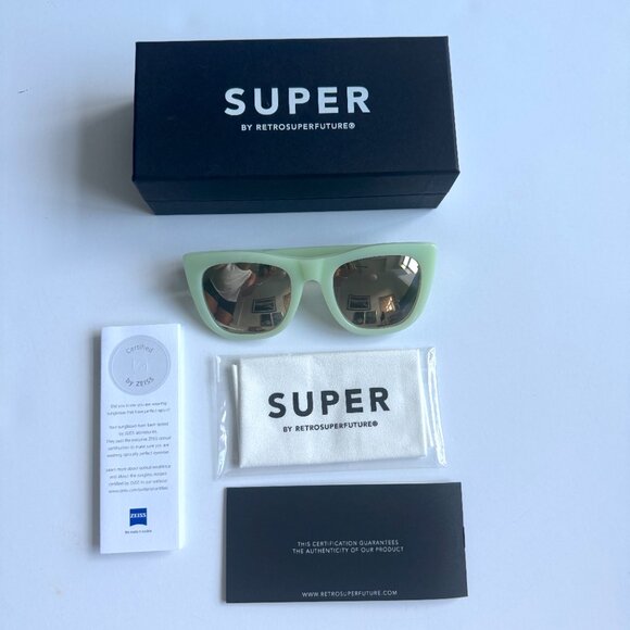 Super by Retrosuperfuture Silver Mirrored & Mint Sunglasses - Picture 2 of 8